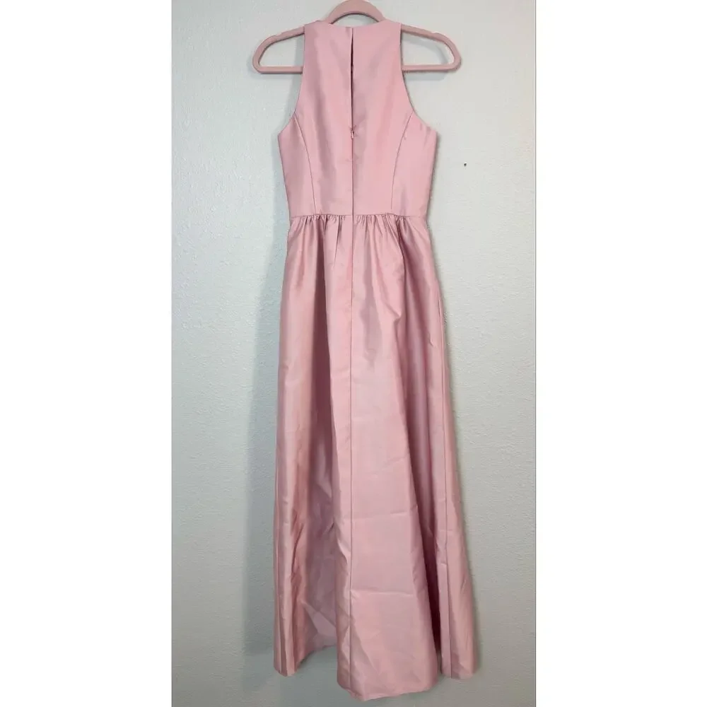 Alfred Sung D707 Rose Satin Maxi Dress Sleeveless Keyhole Back 4 - Picture 6 of 9